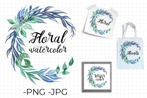 Embrace Elegance with Blue Leaf Wreath Watercolor: A Versatile Design Solution
